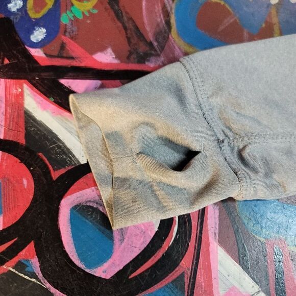Reebok grey athletic pullover with thumb holes - size xs, lightly stained - Picture 7 of 11